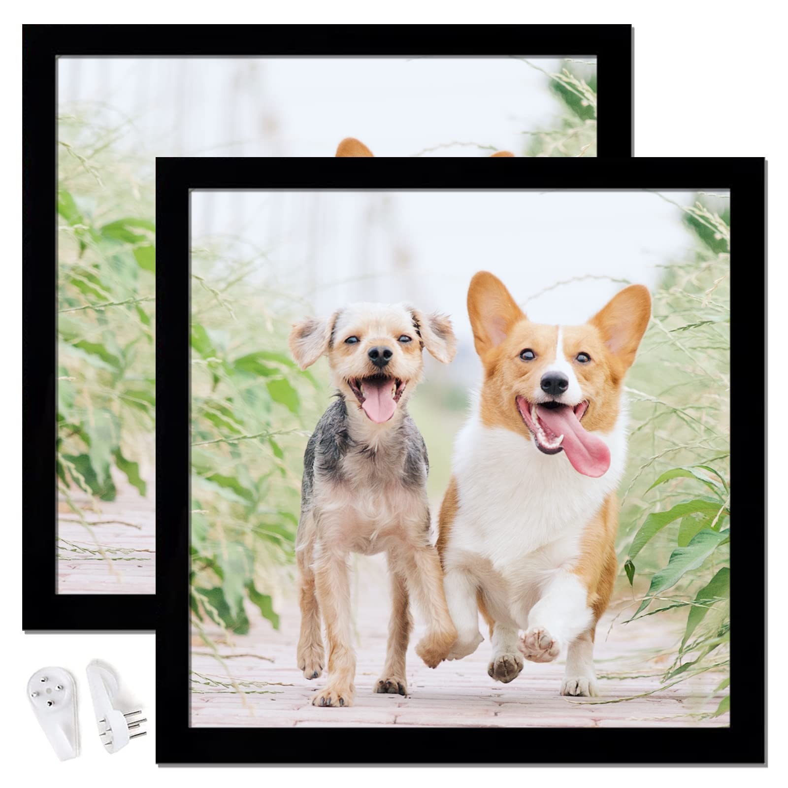 icariery 12×12 Picture Frame Set of 2, Black Square Photo Frames 12×12,