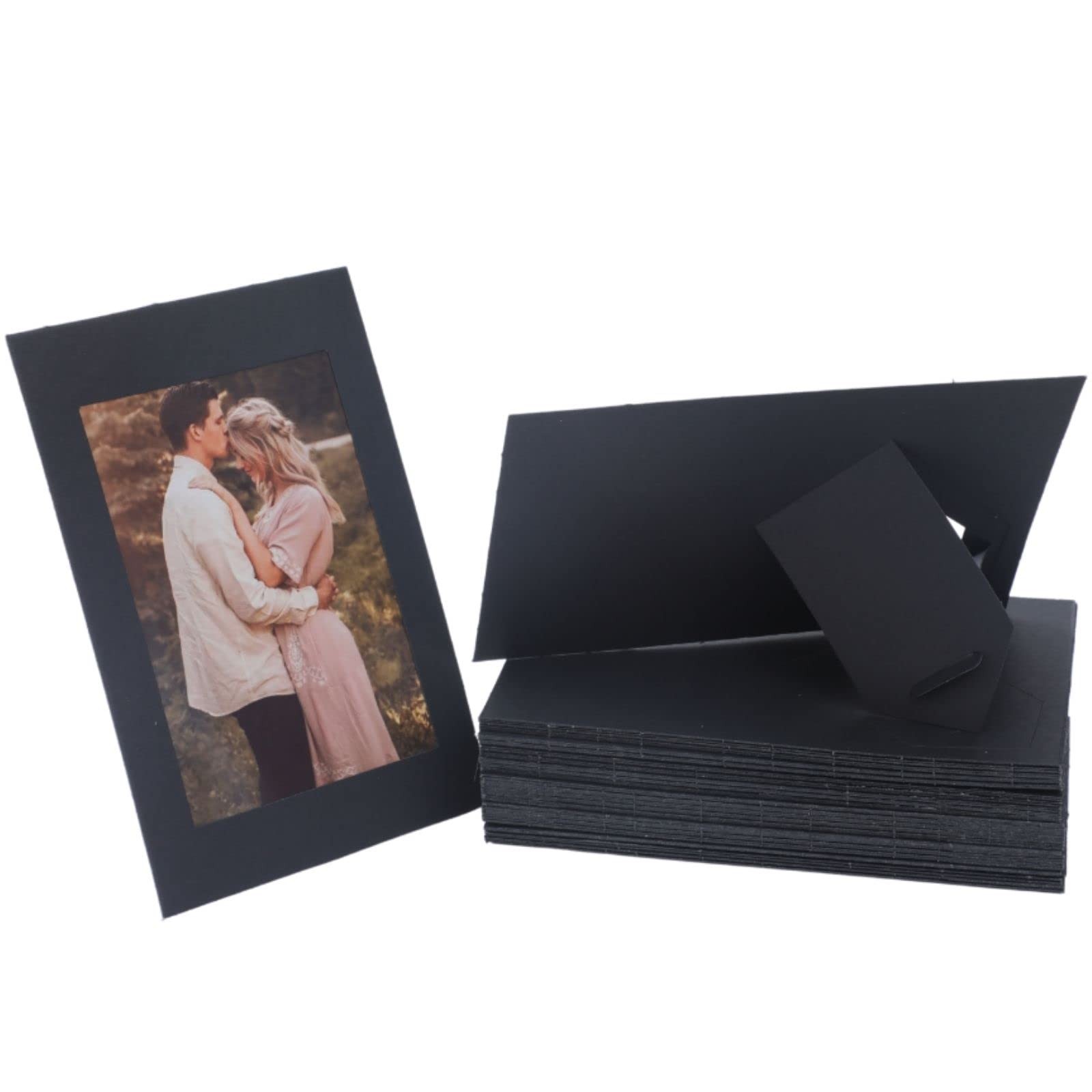Litpoetic 50 Pack Standing Paper Picture Frames 4×6,Cardboard 50PK, Black