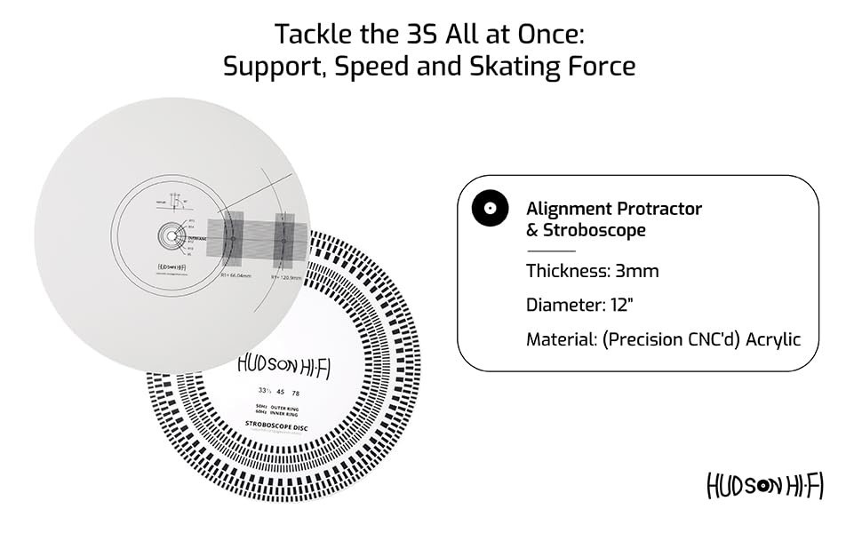 12″ Strobe Disc Mat for Turntables – 2mm PVC Testing 33/45 RPM Speeds, Alignment