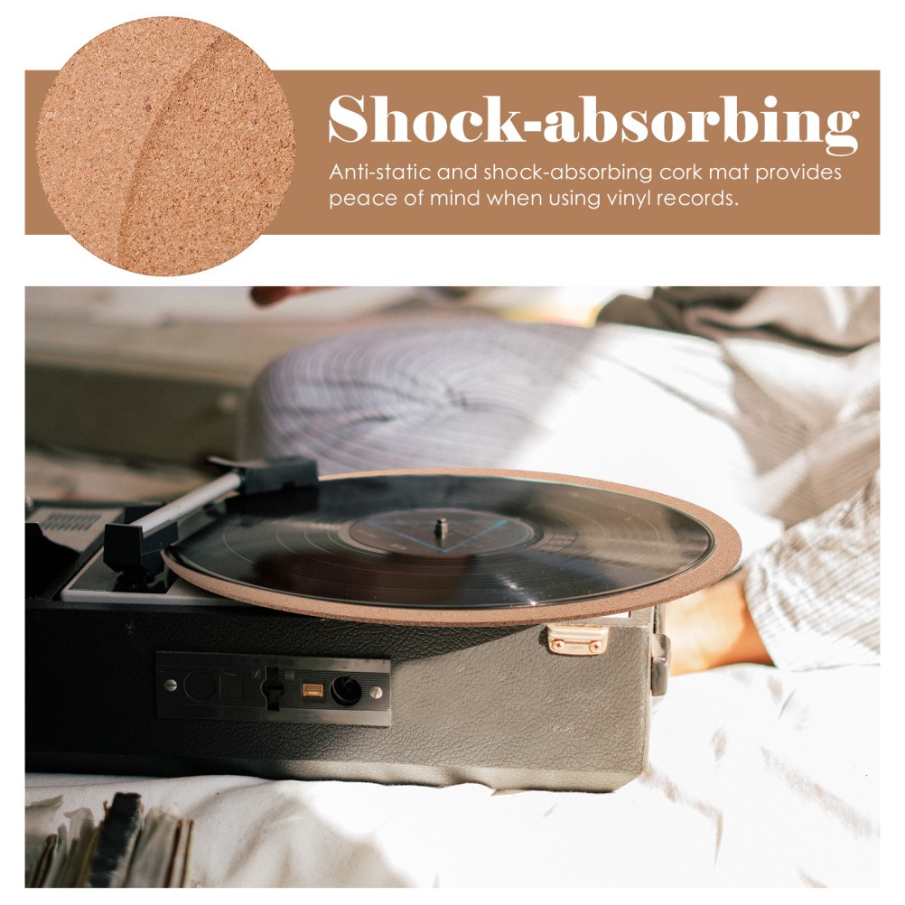 Brown Cork Vinyl Record Mat Durable Turntable Slipmat Home Use Anti Static Pad