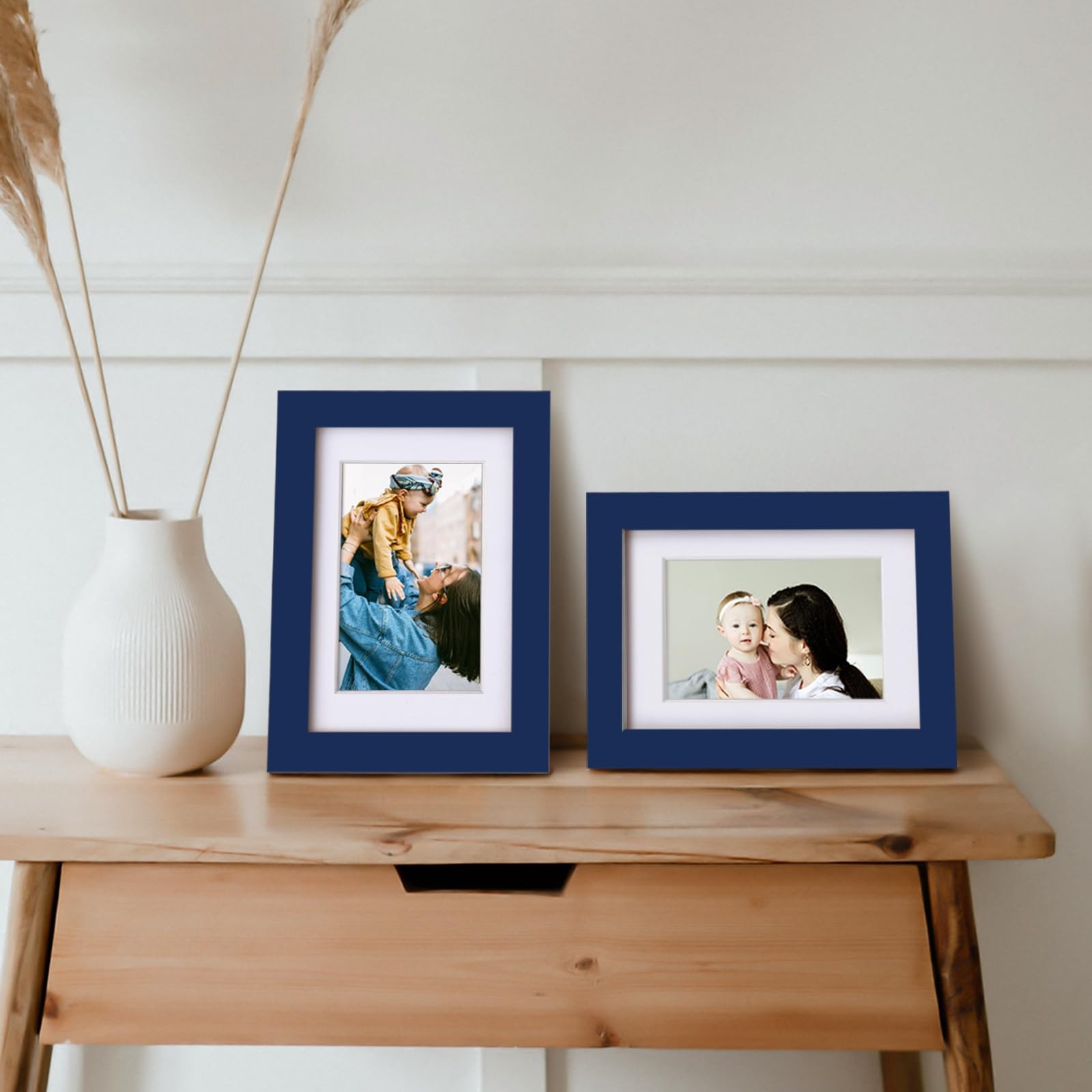 Egofine 4×6 Picture Frame Made of Solid Wood, Covered by 4×6, Navy Blue