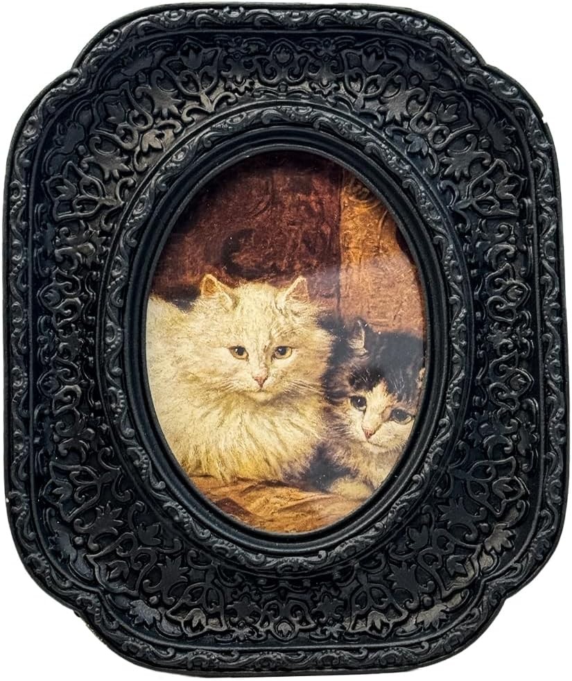 CISOO 2.5×3.5 Vintage Small Oval Picture Frame, Antique Oval, Black