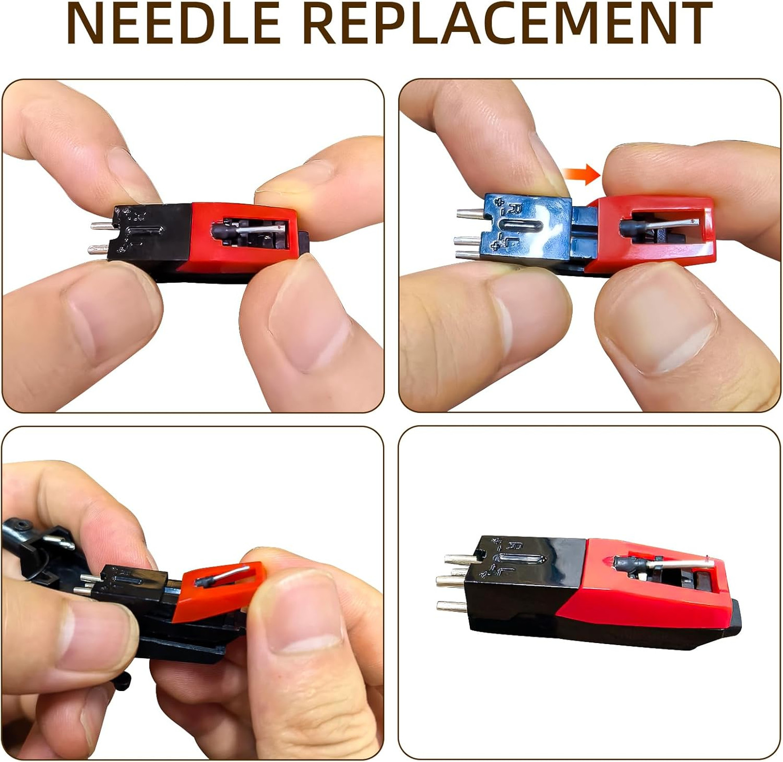 3 Pack Ruby Record Player Needles, Replacement Stylus for Crosley Victrola