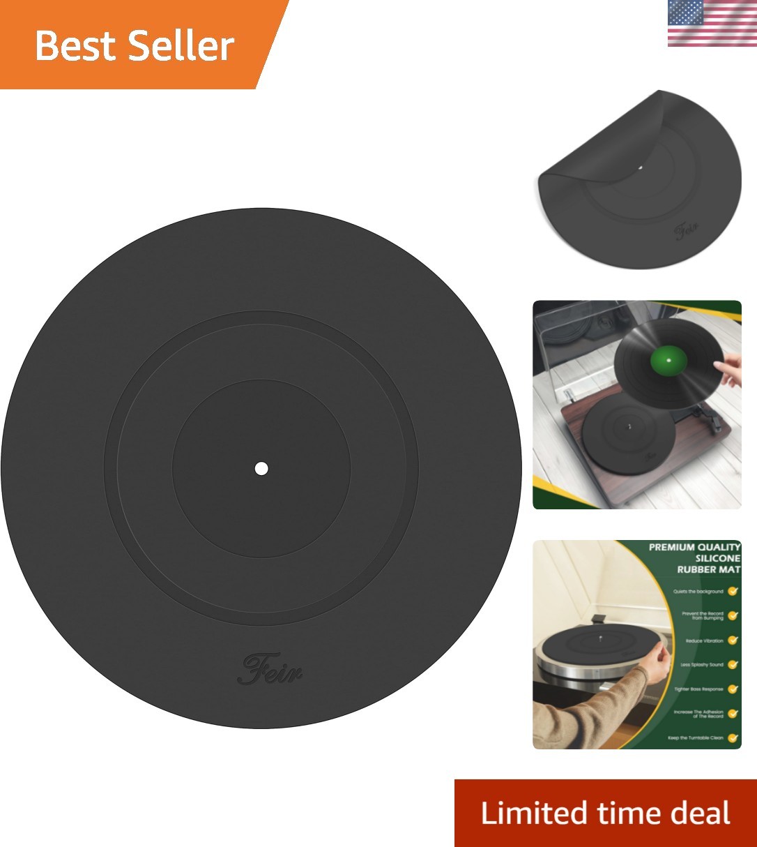 12-Inch Non-Slip Turntable Platter Mat – Enhance Sound Quality for Vinyl Lovers