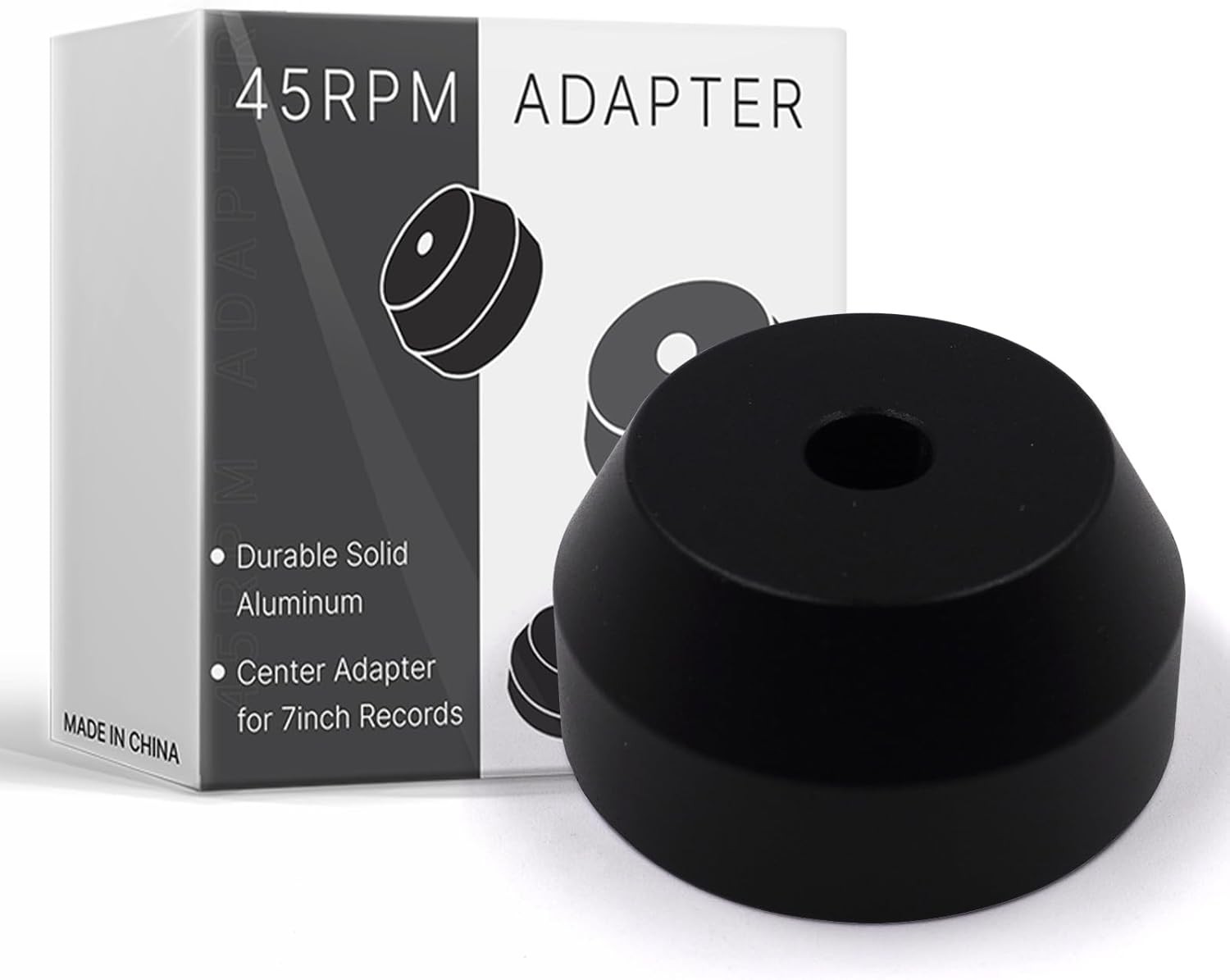 45 RPM Black Adapter Durable Solid Aluminum Center for 7 inch