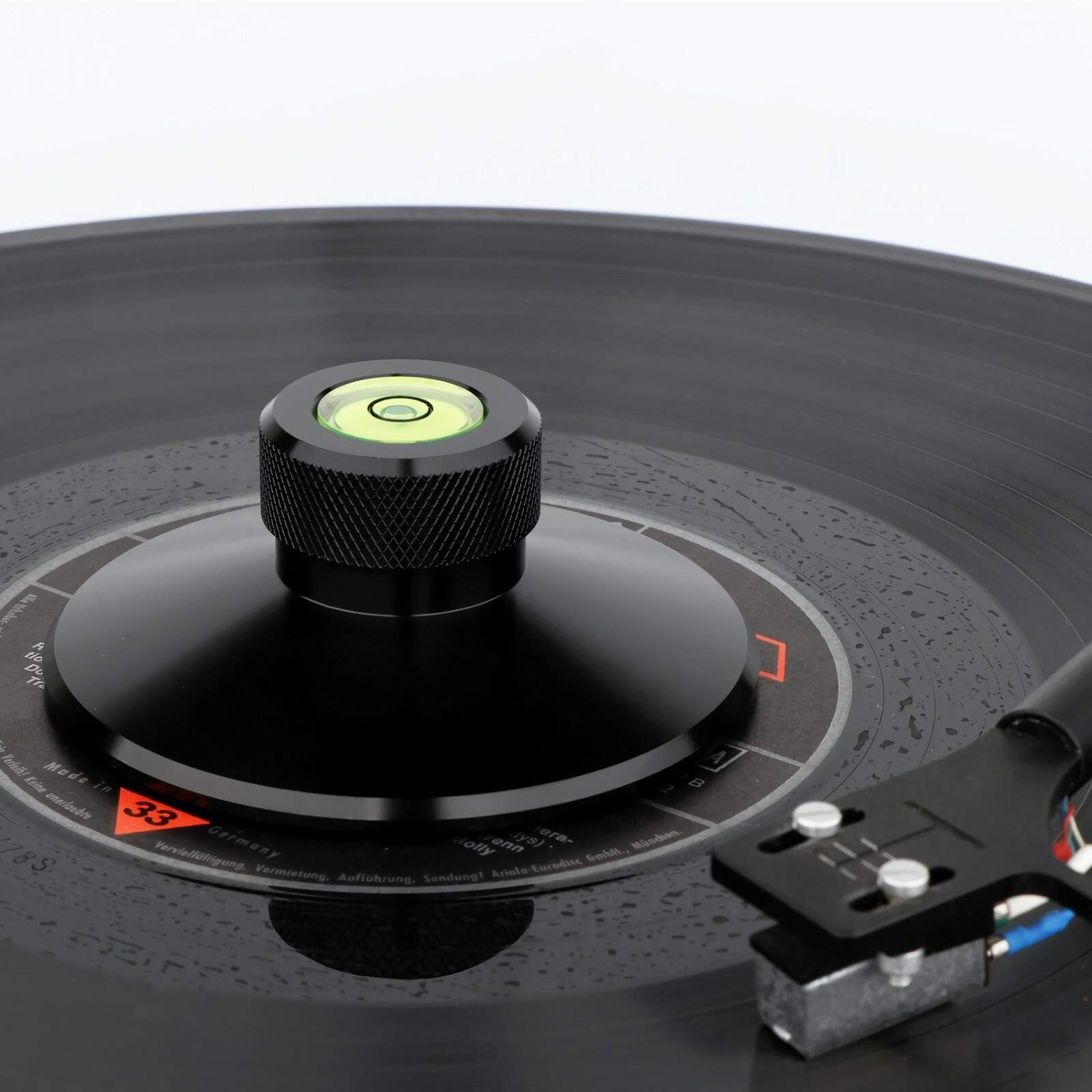 Aluminum Turntable LP Vinyl Record Weight Clamp Stabilizer W/ Bubble Level Black