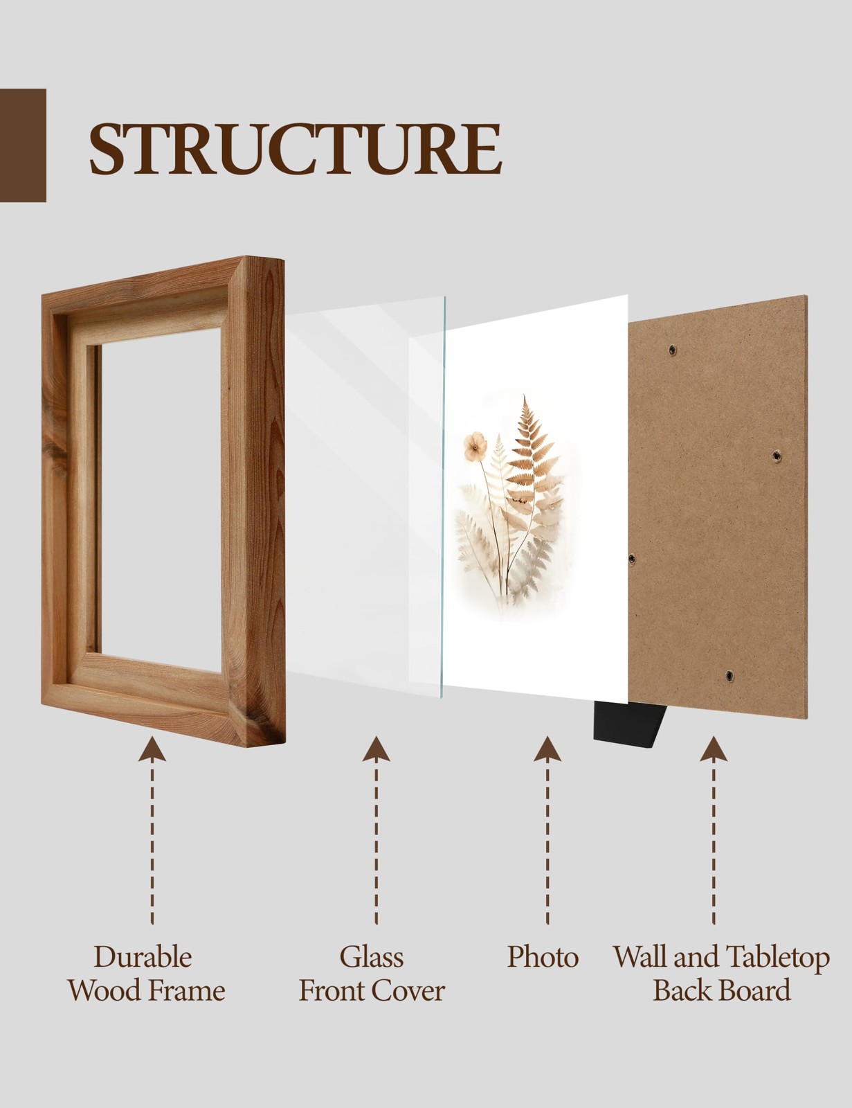 Sonefreiy 5×7 Picture Frame, Rustic Wood 5 x 7, Light Grain