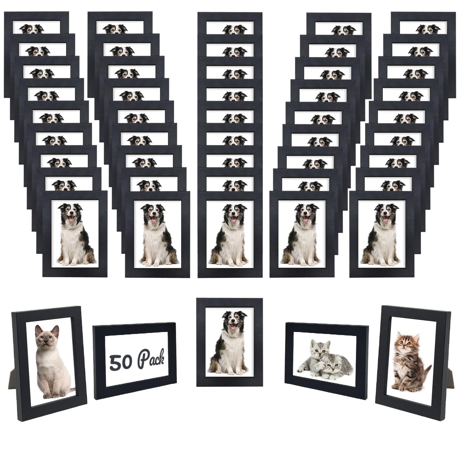 YOUKE OLA Set of 50 Picture Frame Bulk Photo Frames Wall Mounting Black