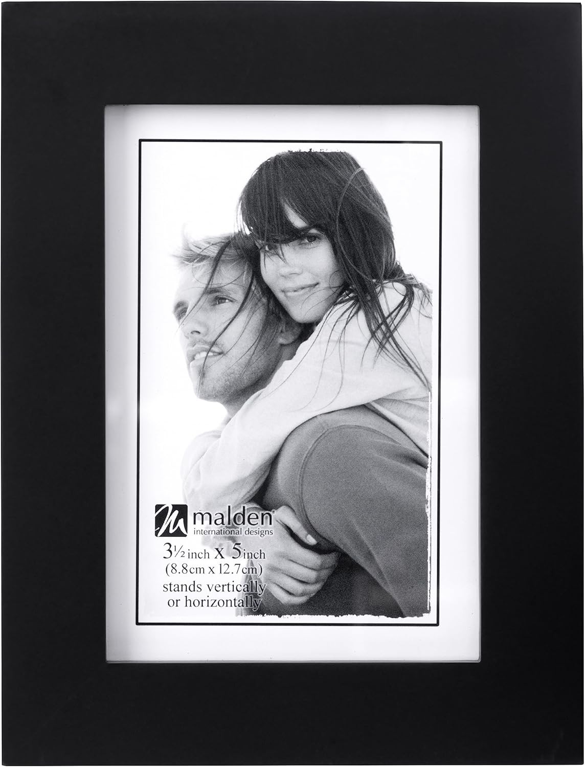 Malden 3.5×5 Picture Frame – Wide Real Wood Molding, Glass 3.5×5, Black