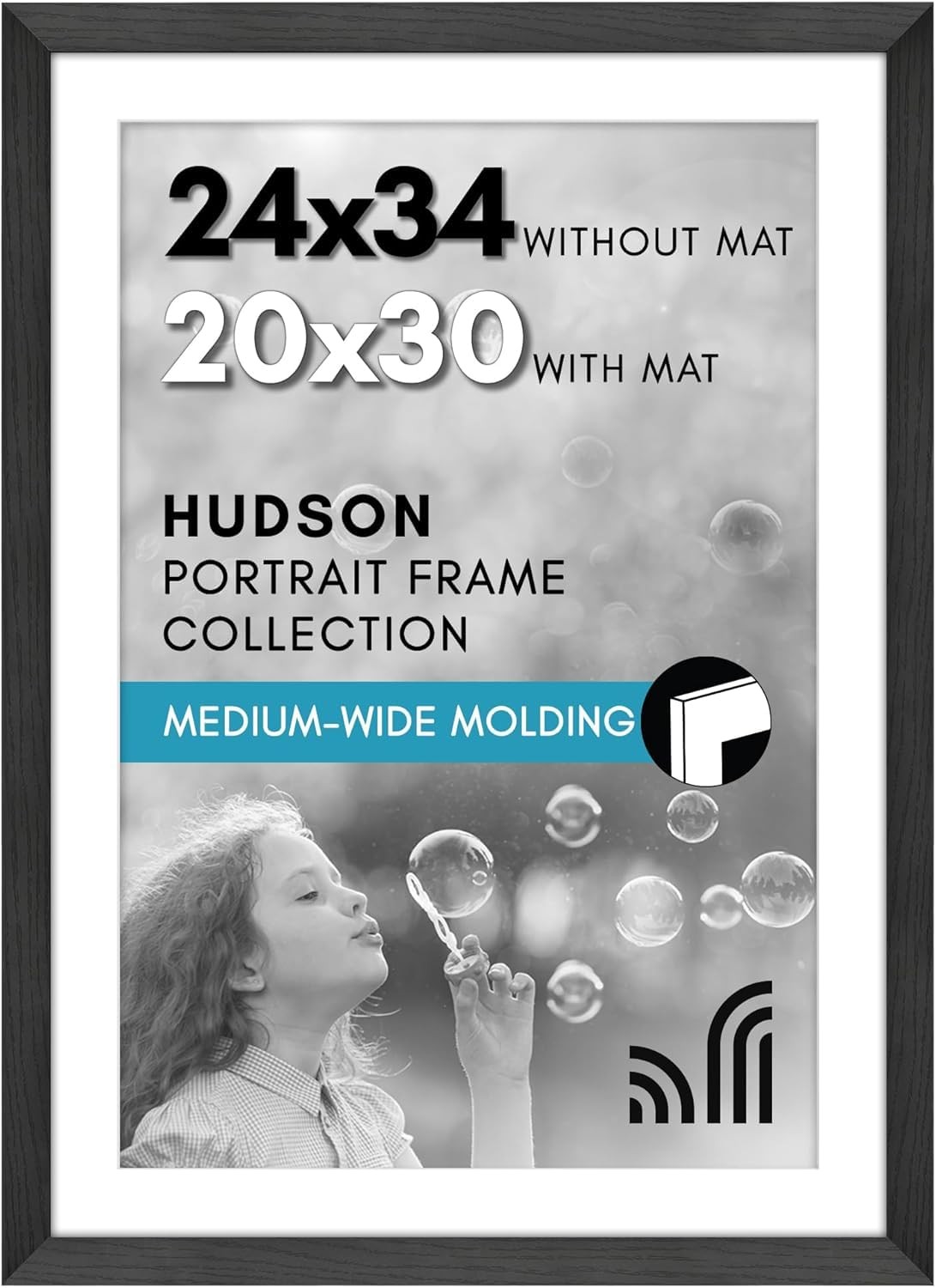 Americanflat 24×34 Poster Frame with Polished Plexiglass – Use 24×34, Black