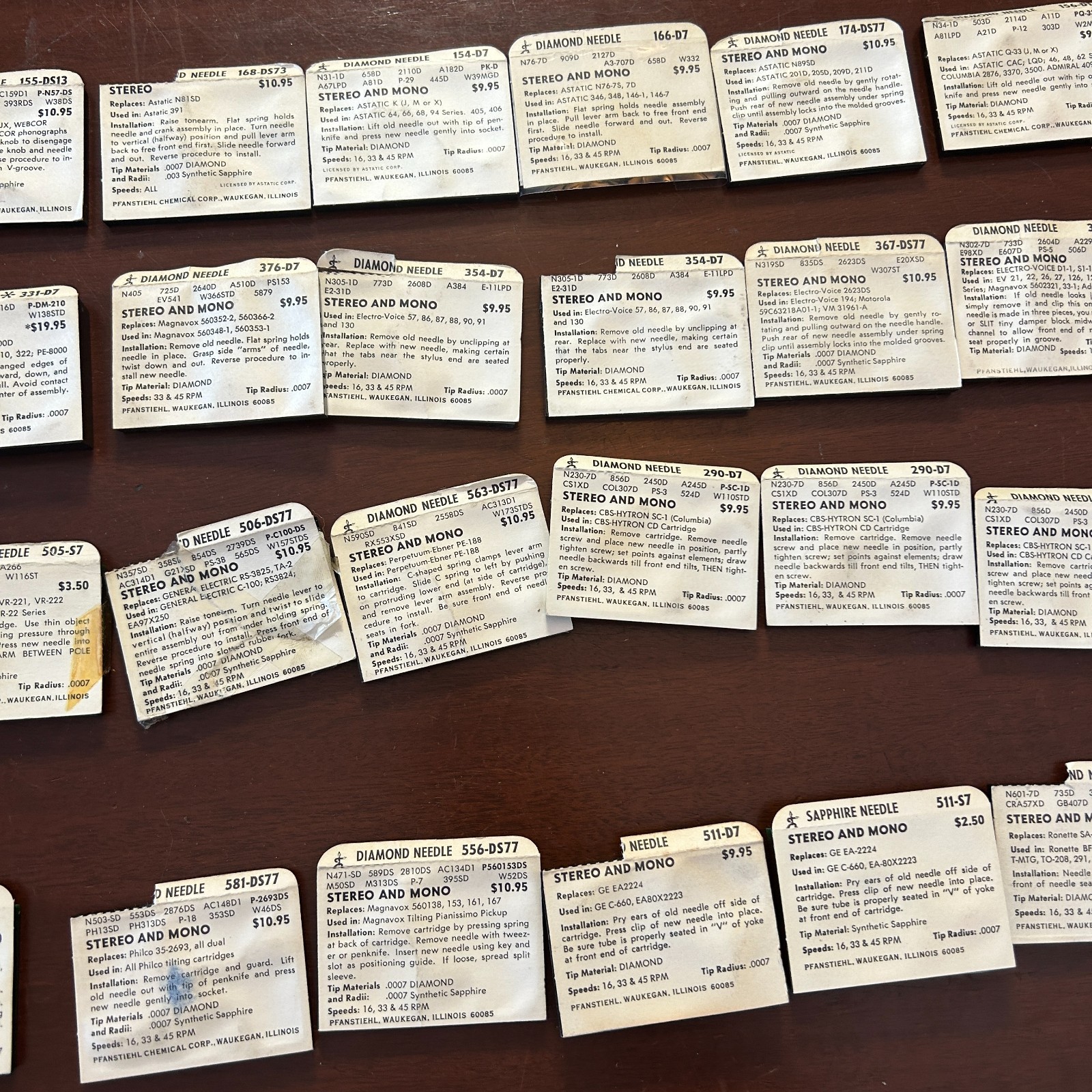 Lot of 72 Vintage Pfanstiehl Electro-Voice Astatic Diamond Stylus Needles NOS