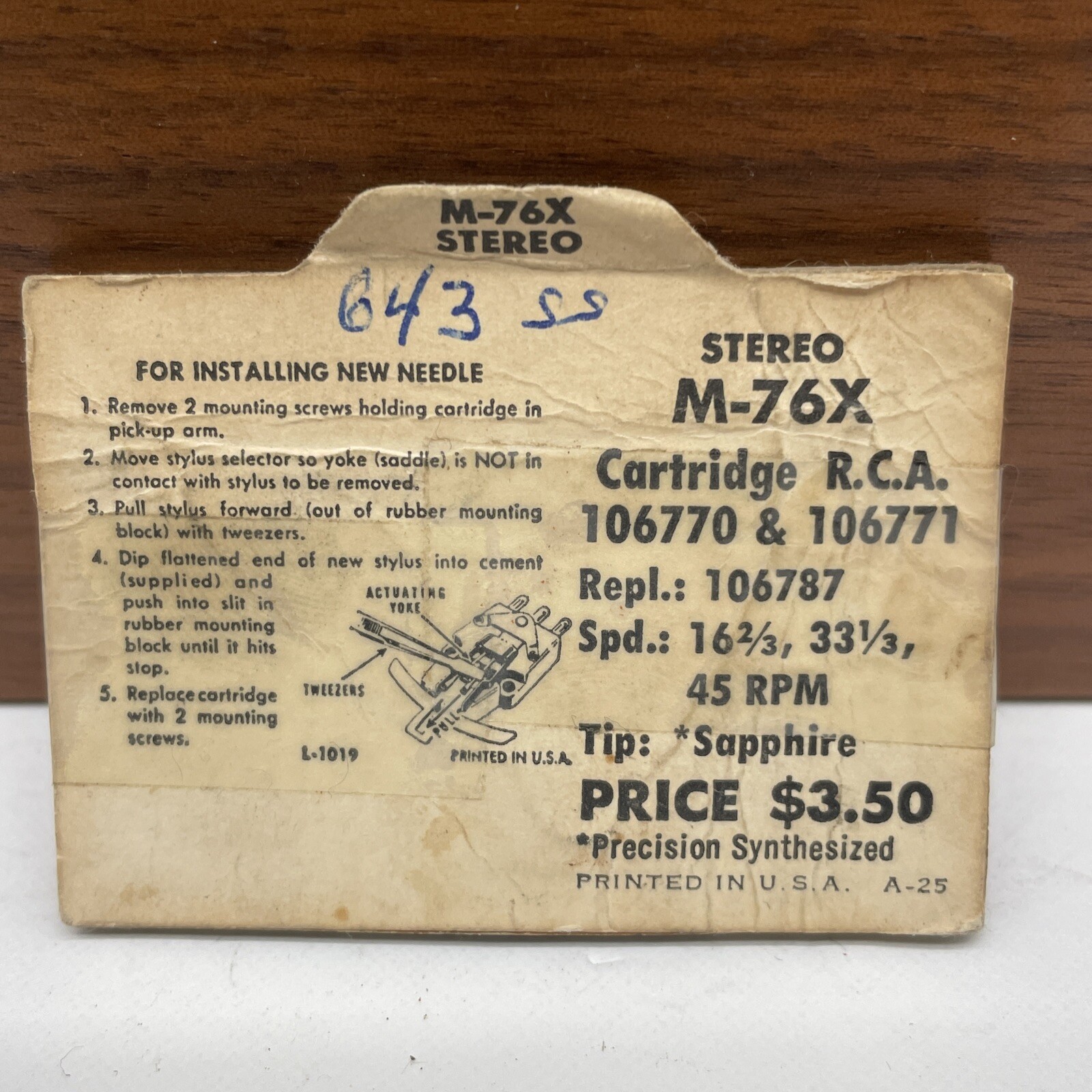 Jensen M-76X Stylus Needle For RCA 106770 106771 NOS