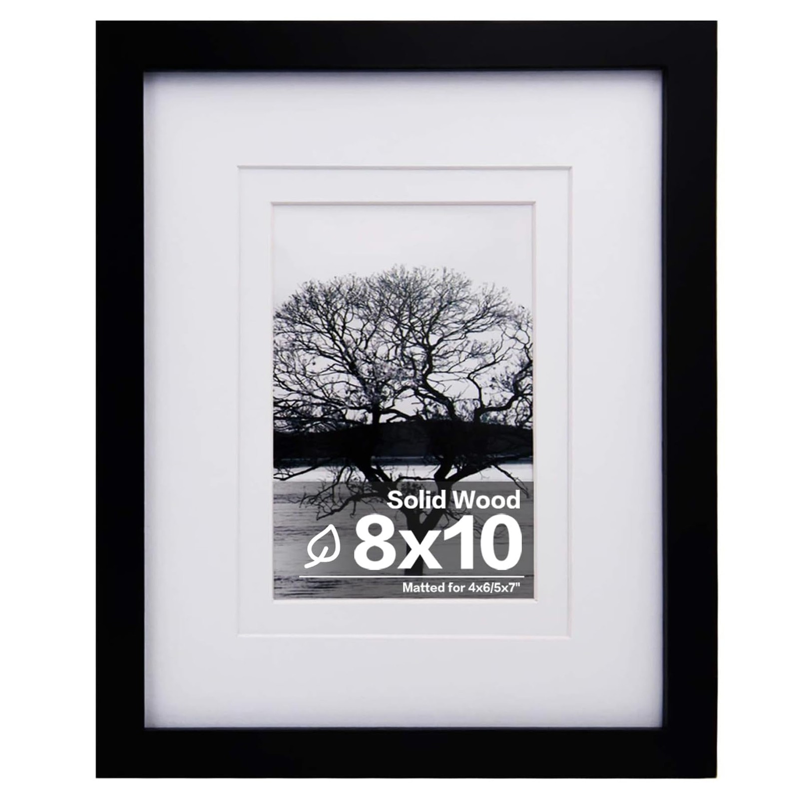Egofine 8×10 Picture Frame Made of Solid Wood Covered by 8×10, Black