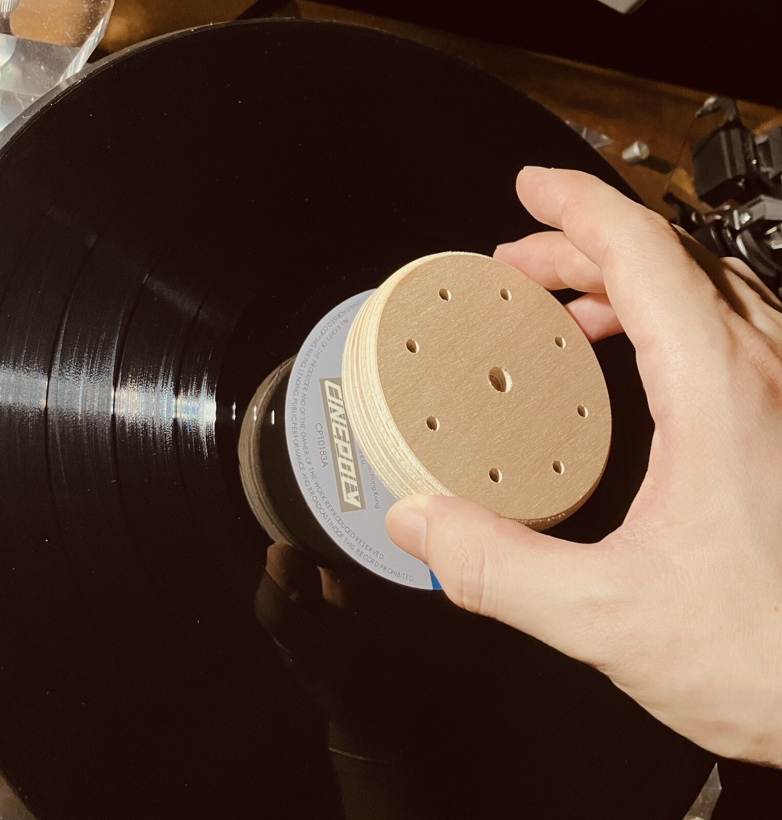 Turntable Platter Stabilizer Made from Birch Plywood for Turntable Damping