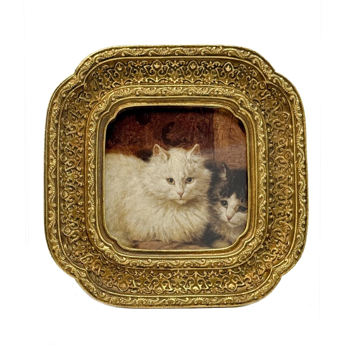 CISOO 3×3 Vintage Small Picture Frame, Antique Ornate Gold Square,