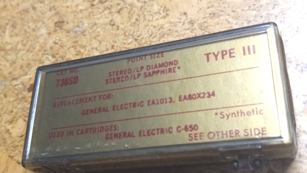 RECORD NEEDLE 611SD for General Electric C-5000 Cartridges 78rpm Saphire nos