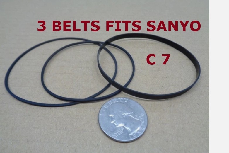 3 BELTS FITS SANYO C-7 80’s BOOMBOX (lot of 3 belts) NEW!!