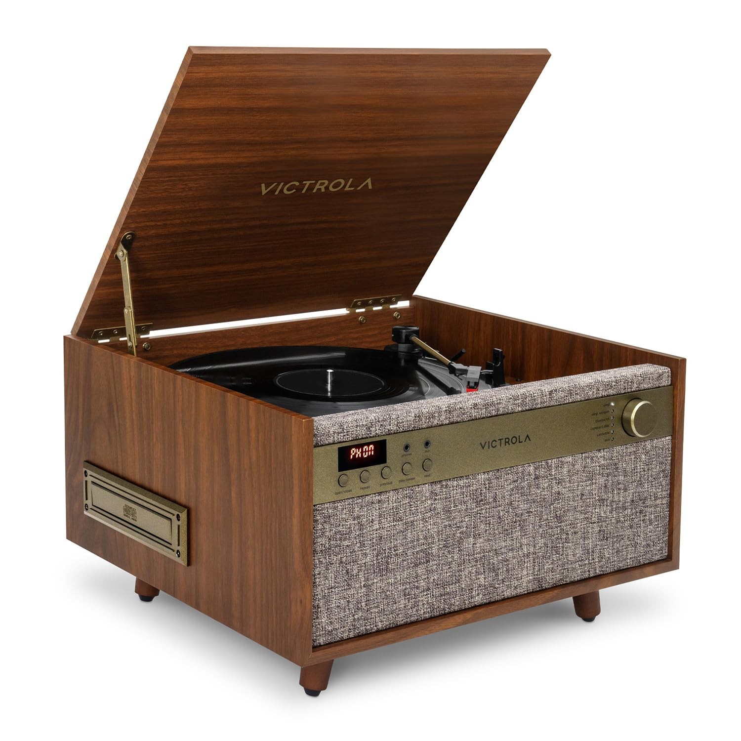 Victrola Century 6-in-1 Vinyl Record W 16.14″ X D 14.92″ X H 7.8″, Walnut