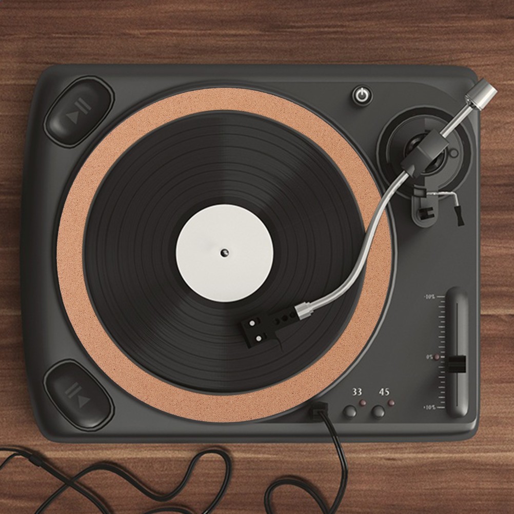 Brown Cork Vinyl Record Mat Durable Turntable Slipmat Home Use Anti Static Pad