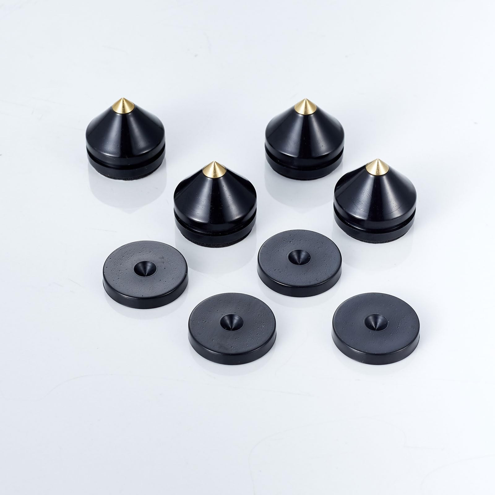8 PCS Speaker Spikes Floor Protectors Shockproof Isolation Stand Feet Black