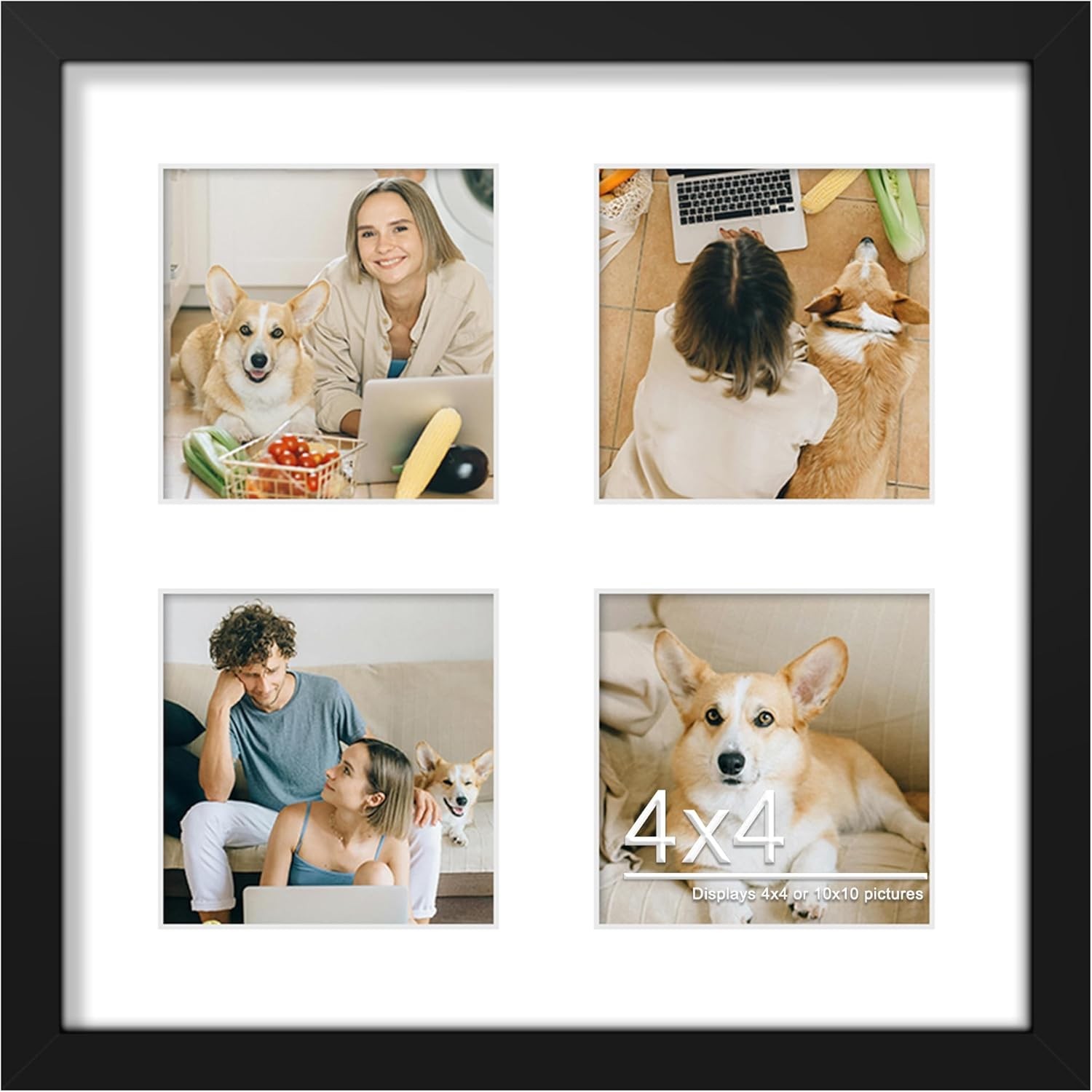 10×10 Collage Picture Frame 4×4 Frames 10×10（4×4 opening）, Black