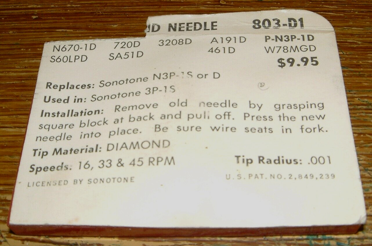 Turntable NEEDLE 803-S1 for SONOTONE N3P-1S 3P-1S, 720 W78MGS N670-1s 461 EV3208