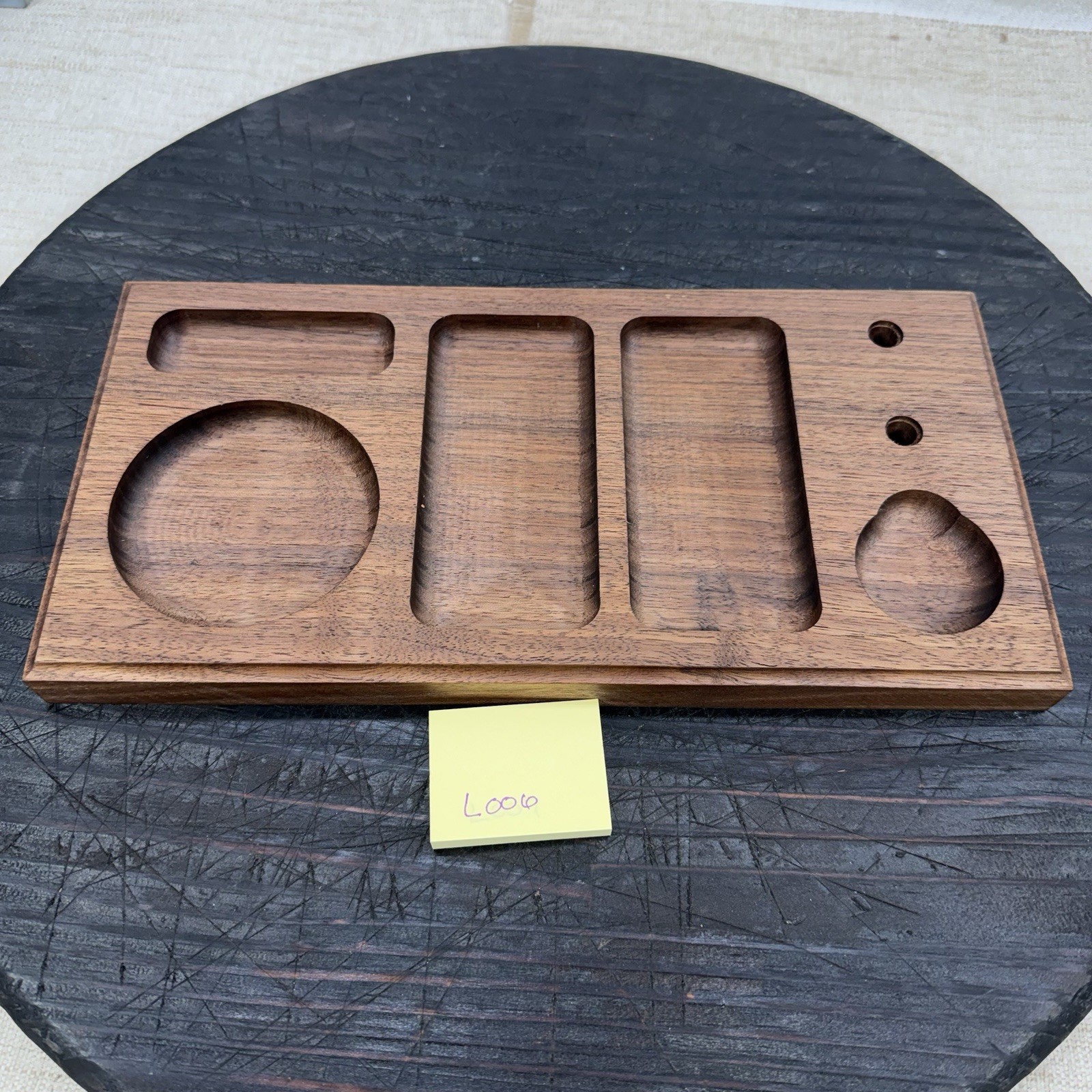 Turntable Accessory Tray W Headshell Stand Unique Walnut Organizer Read