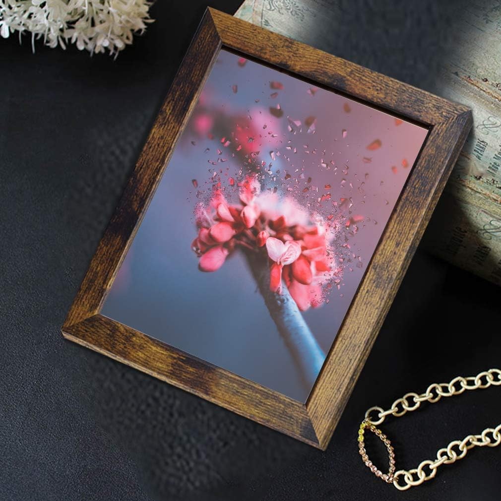 PETAFLOP 8×10 Picture Frame Rustic Brown Frames Fits 8 by 10 Inch 8×10,