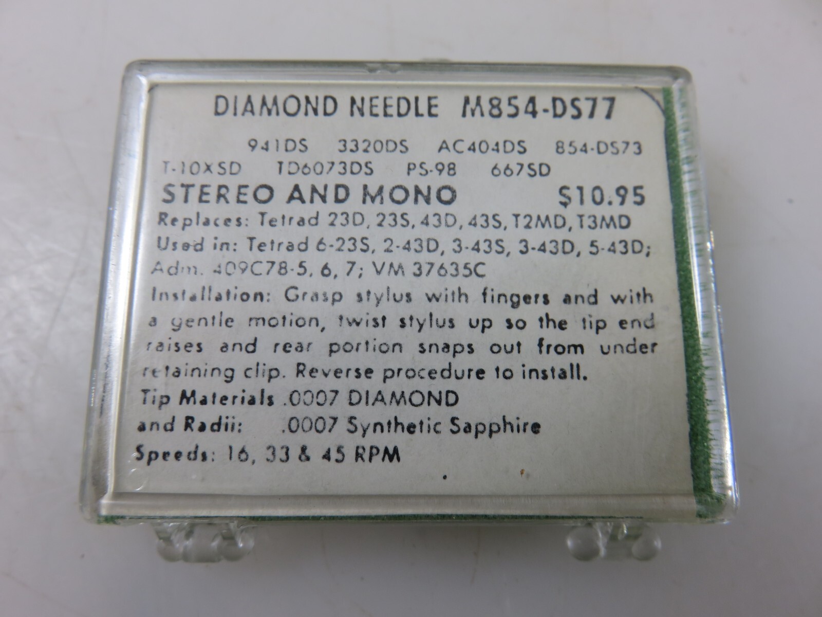 Finetone M854-DS77 Diamond Needle Replacement For Tetrad 23D 43D 2TMD 3TMD