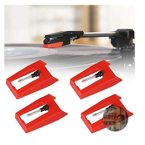 Holiwevi 4-Pack Replacement Ruby Stylus Needles for LP Turntable Record Players