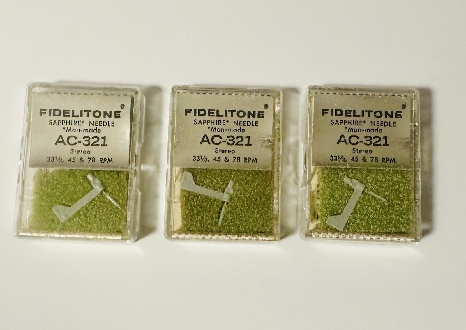 Fidelitone Needle Sapphire AC-321 Record Player Lot Of 3