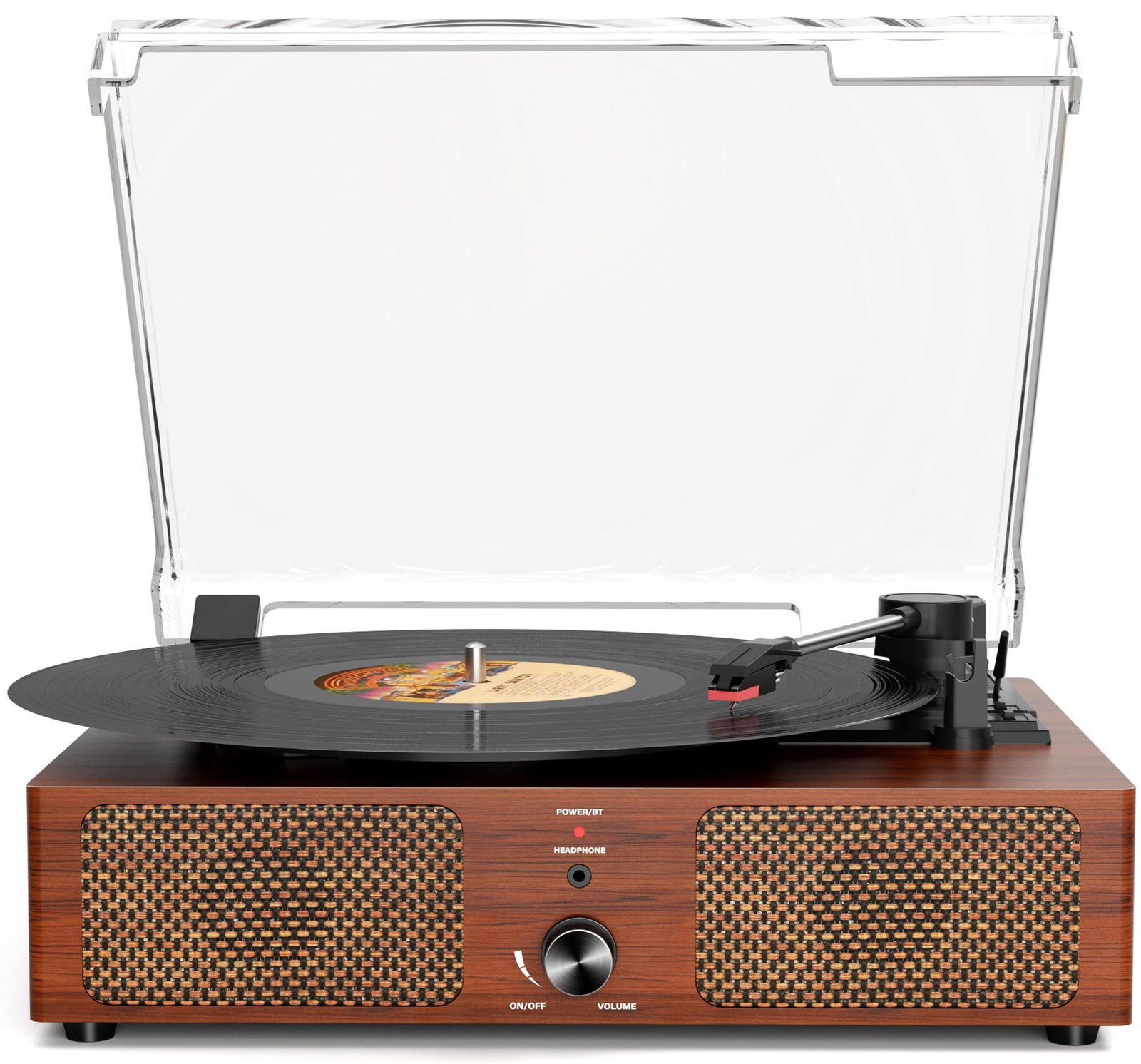 Vinyl Record Player Bluetooth Turntable with Built-in Speakers and USB Orange