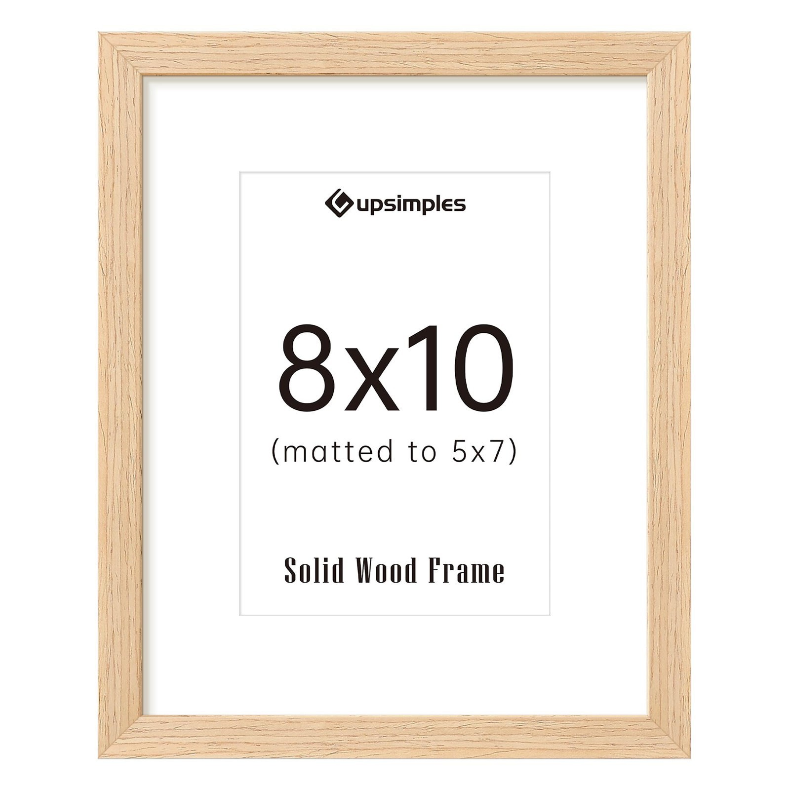 8×10 Picture Frame, Natural Solid Wooden 8×10, Matted to 5 x 7 – 3 Pack