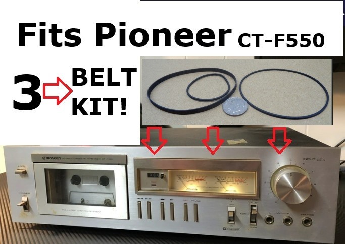3 PC BELT KIT FITS PIONEER CT-F550 CASSETTE UNIT (3 BELTS)!!