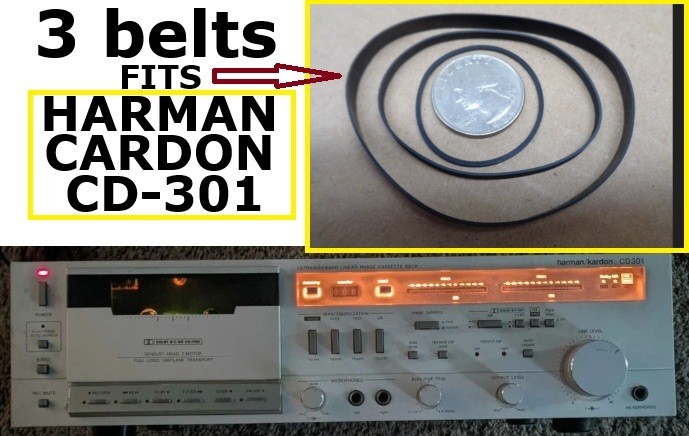3 PCS BELT KIT FITS HARMAN KARDON CD 301 CD-301 (3 NEW BELTs)!