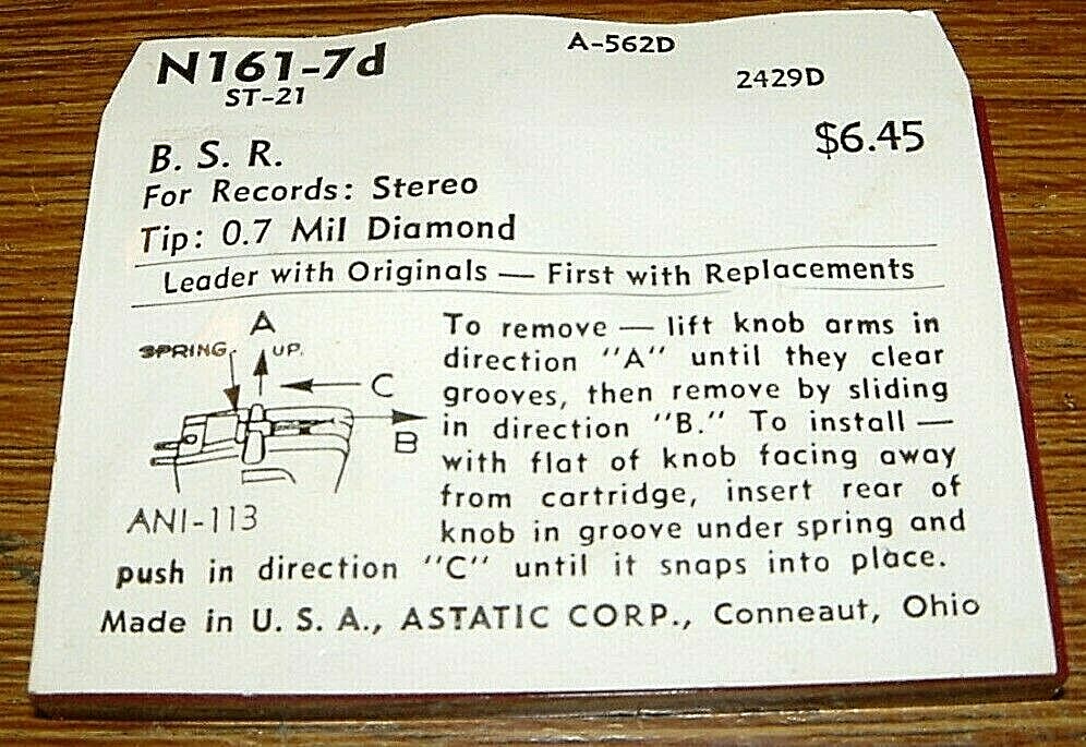 Diamond Needle 5216D for BSR ST-20 ST21 SC8H1 SC10H -10U, EV2429D N161-7d 274-7D