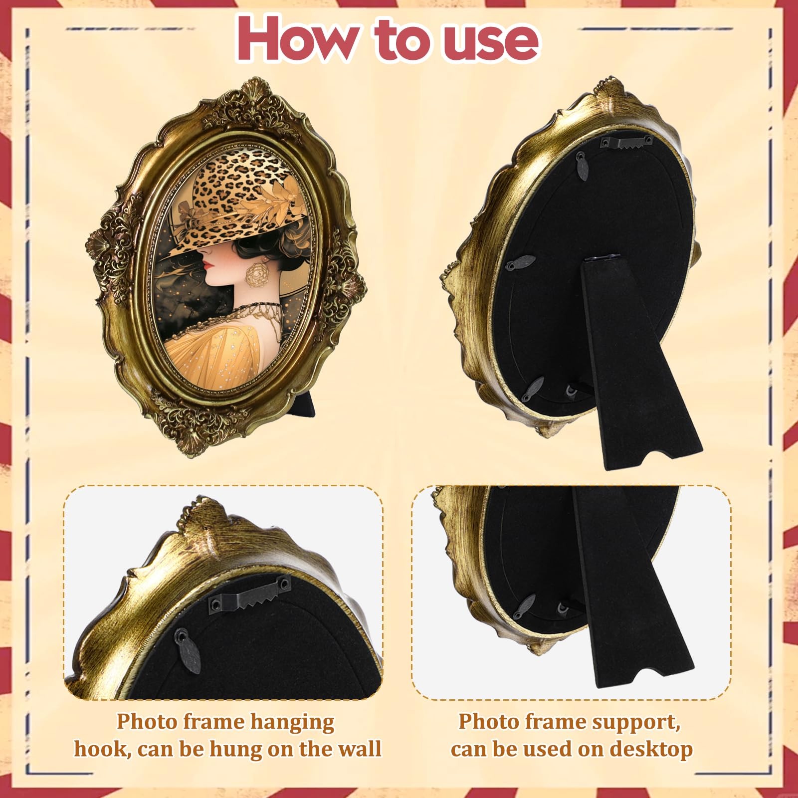 BOHUIZ 2Pcs Vintage Picture Frame, 5 25.5×20.5 cm (10×8 inches), Bronze Gold