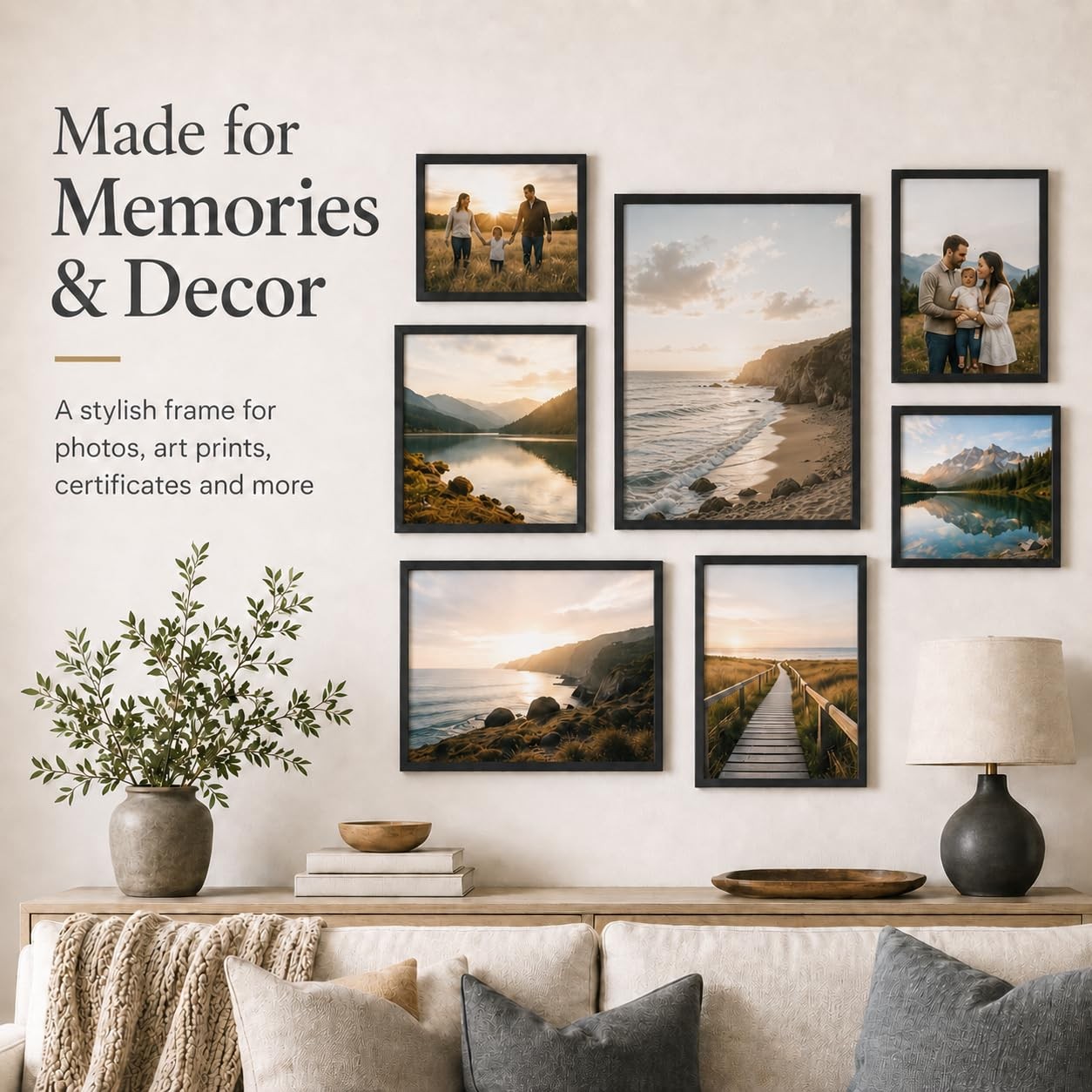 JCJMY 7×11 Picture Frame Black for Wall Hanging or Tabletop- inch,