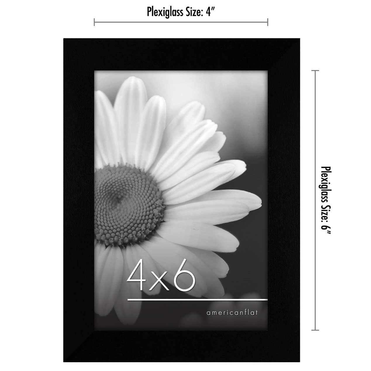 Americanflat 4×6 Picture Frame with Polished Plexiglass – Set of 6 4×6, Black