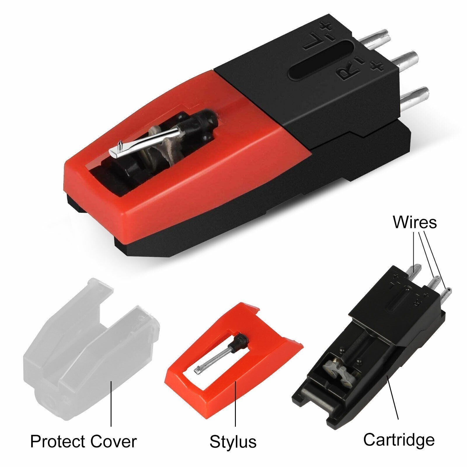 3packs Vinyl Turntable Cartridge with Needle Stylus for Vintage LP Record Player