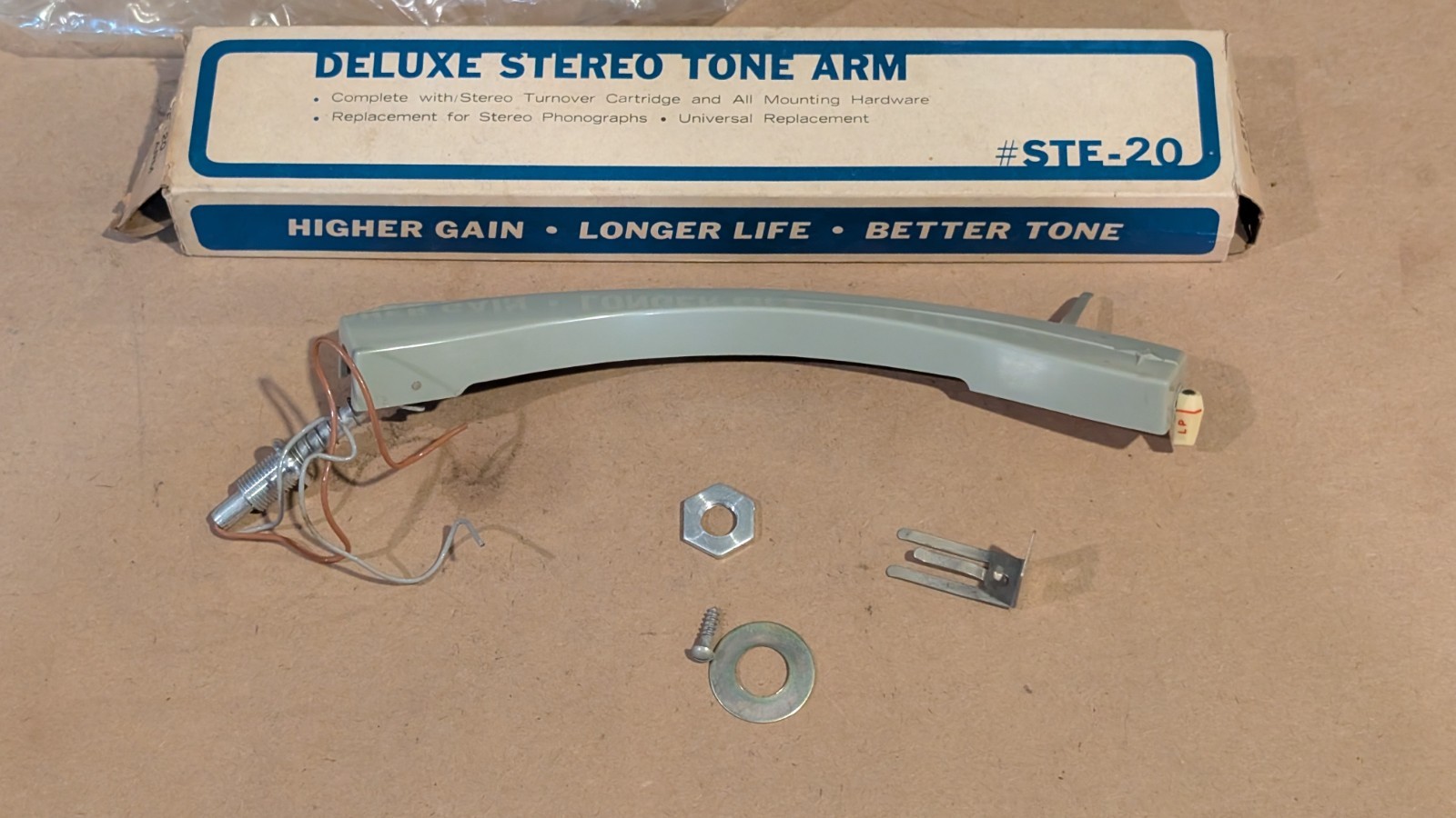 Deluxe Universal Replacement Stereo Tone Arm with Cartridge STE-20 NOS Japan