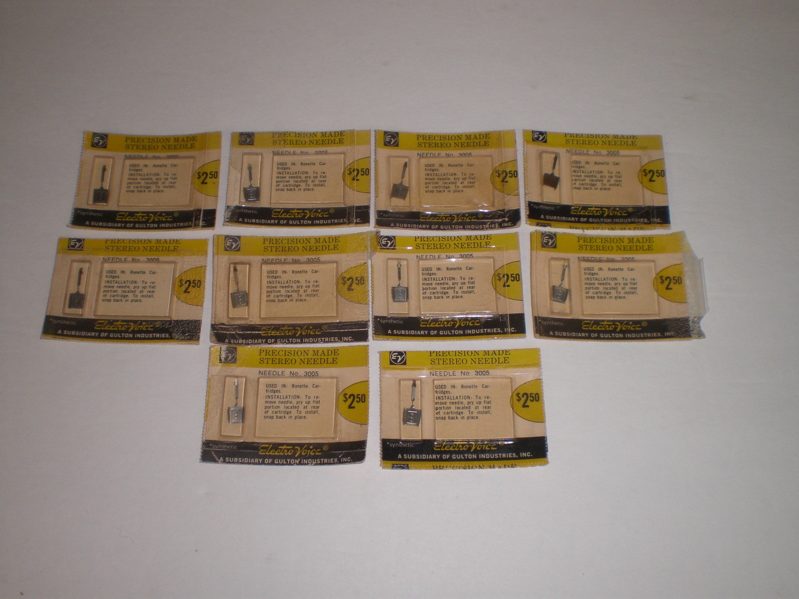 Lot of 10 Electro-Voice Stereo Needles – No. 3005