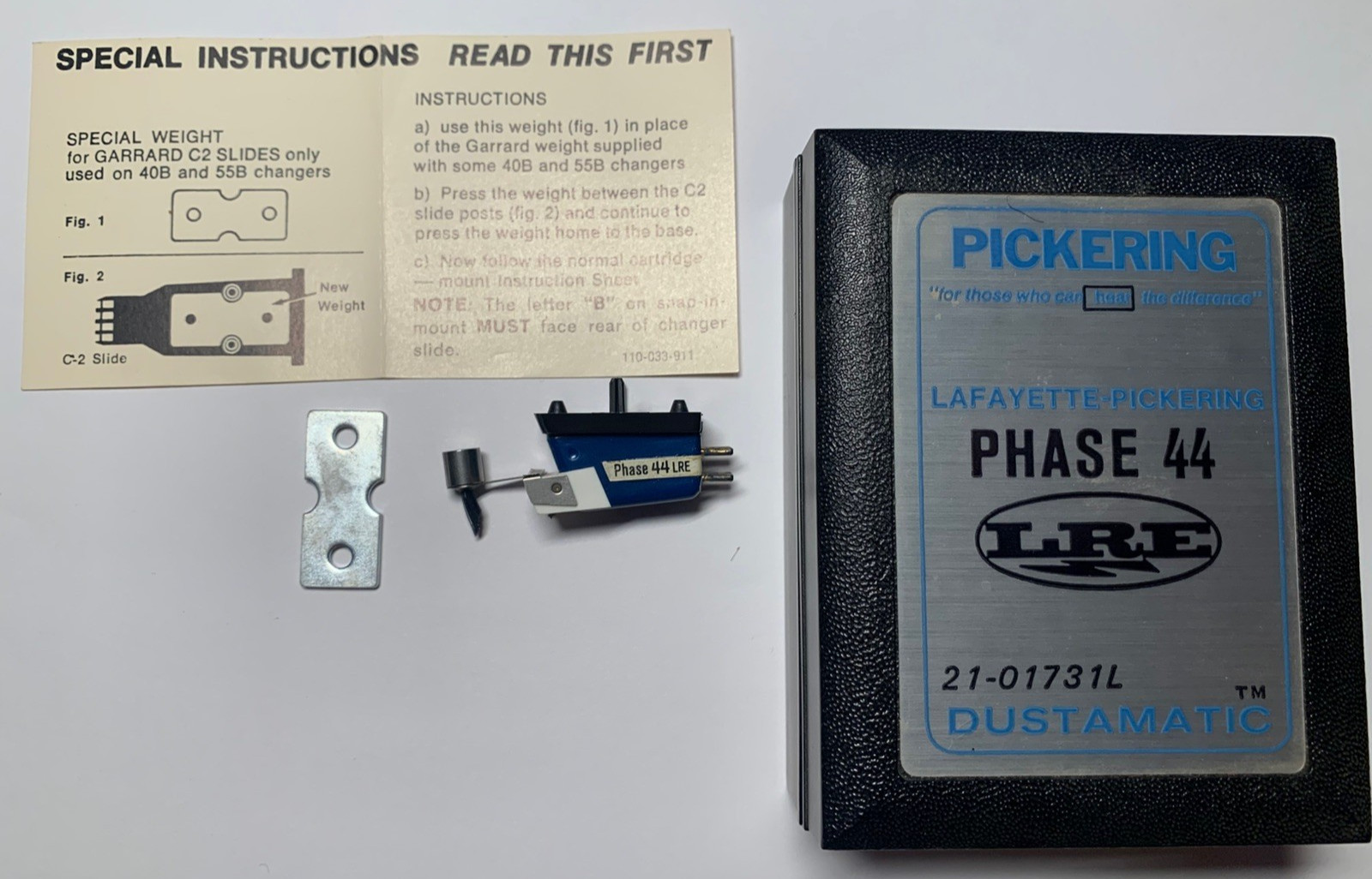 PICKERING PHASE 44 LRE DUSTAMATIC CARTRIDGE W/ORIGINAL CASE RARE
