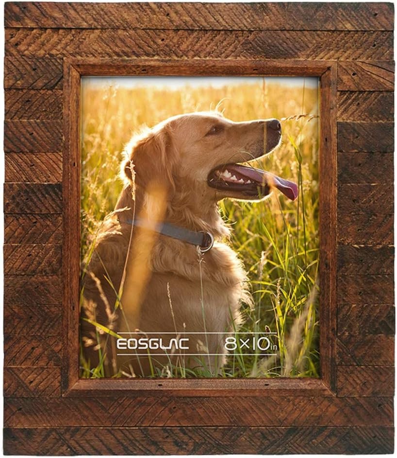 Eosglac Wooden Picture Frame 8×10 inch, Wood Plank Design with 8×10, Brown