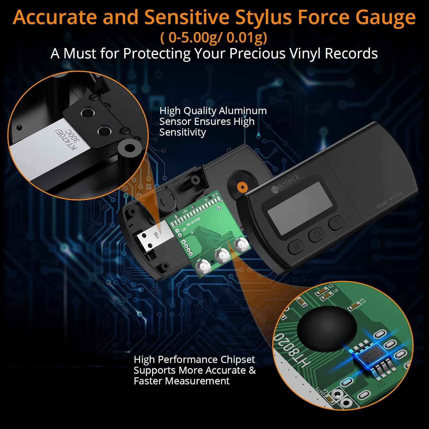Digital Turntable Stylus Force Gauge 0.01G/5.00G with Orange LCD Backlight Turnt
