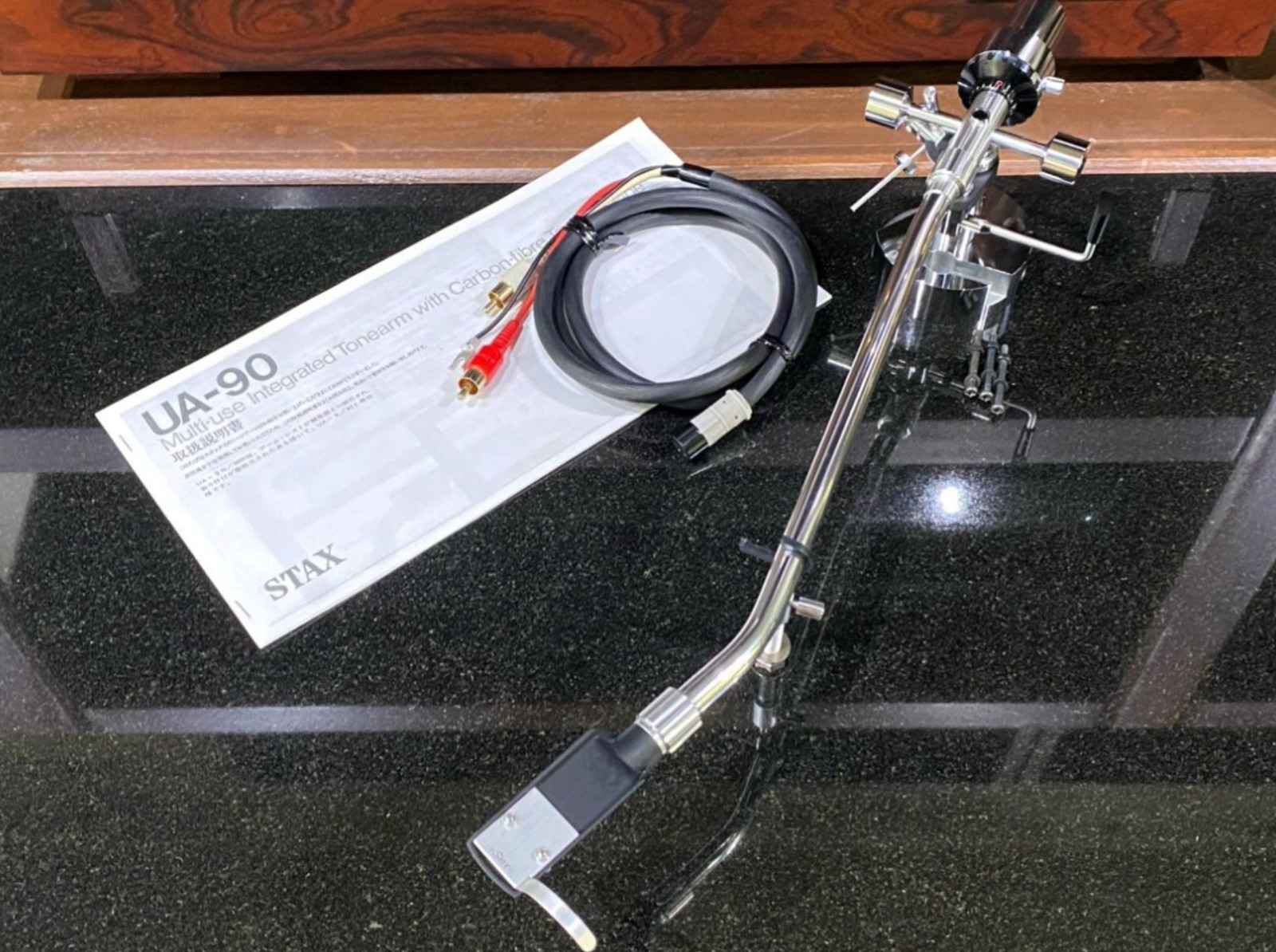 STAX UA-90 J-shaped Aluminum Pipe Long Tonearm with Shell/Cable tested japan