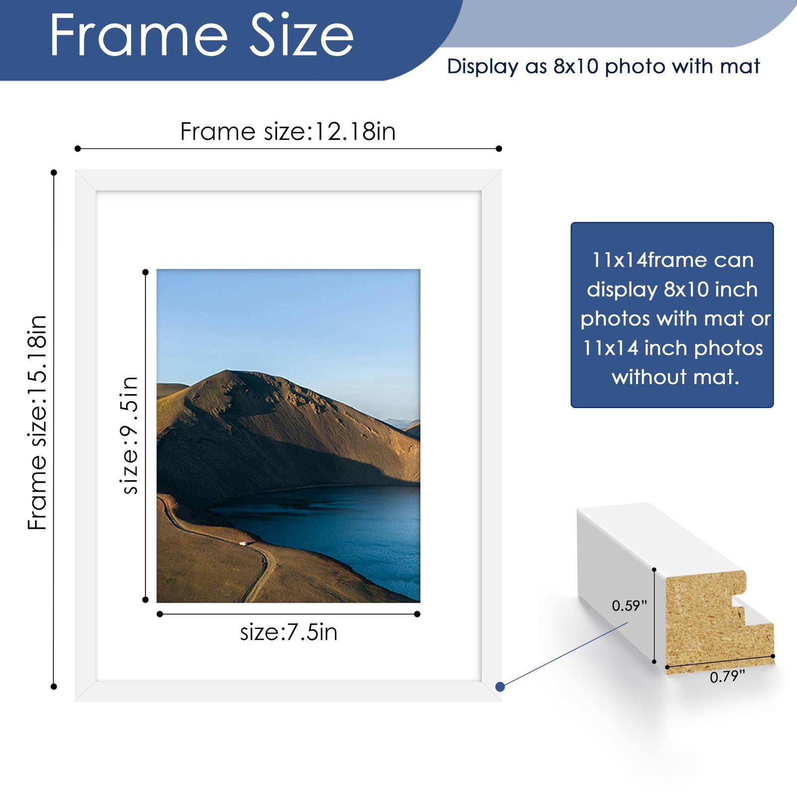 PEALSN 11×14 Picture Frame Set of 6, Display Pictures 8×10 with 11×14, White