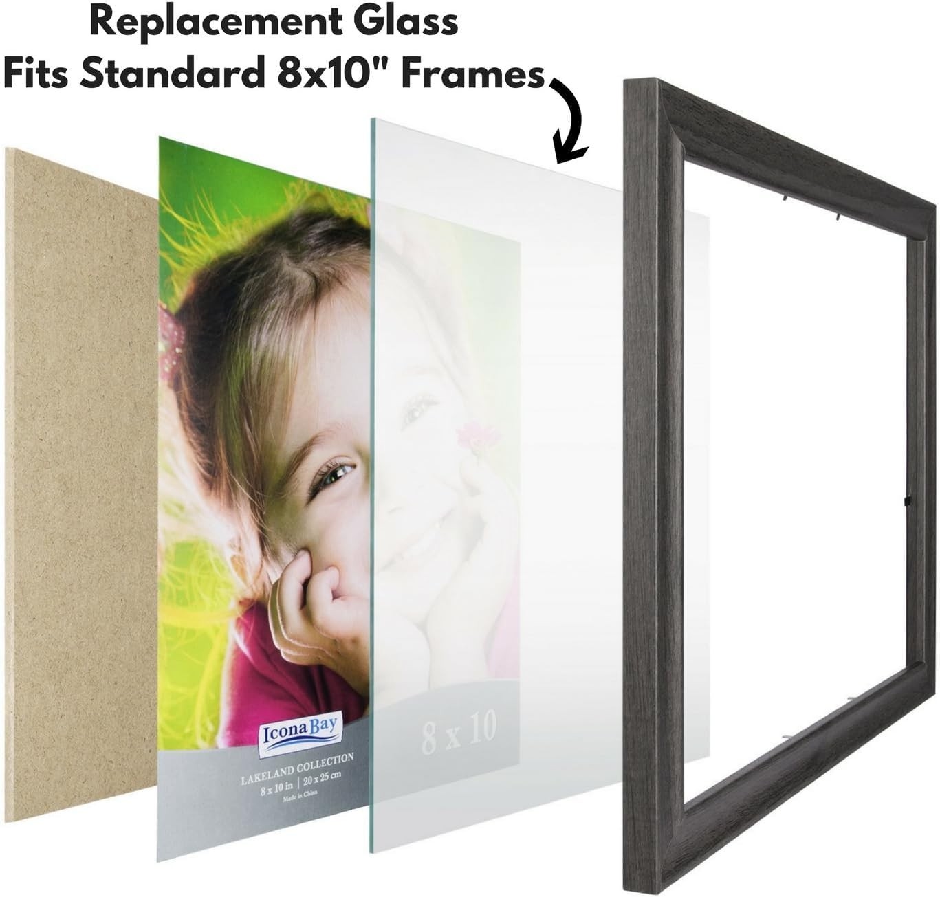 Icona Bay 8×10 Heat-Strengthened Glass Replacement for Picture 8×10, Clear