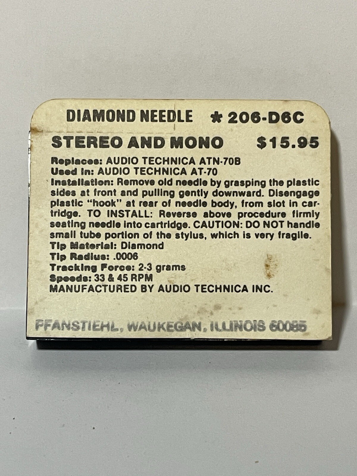 NOS pfanstiehl 206-D6C