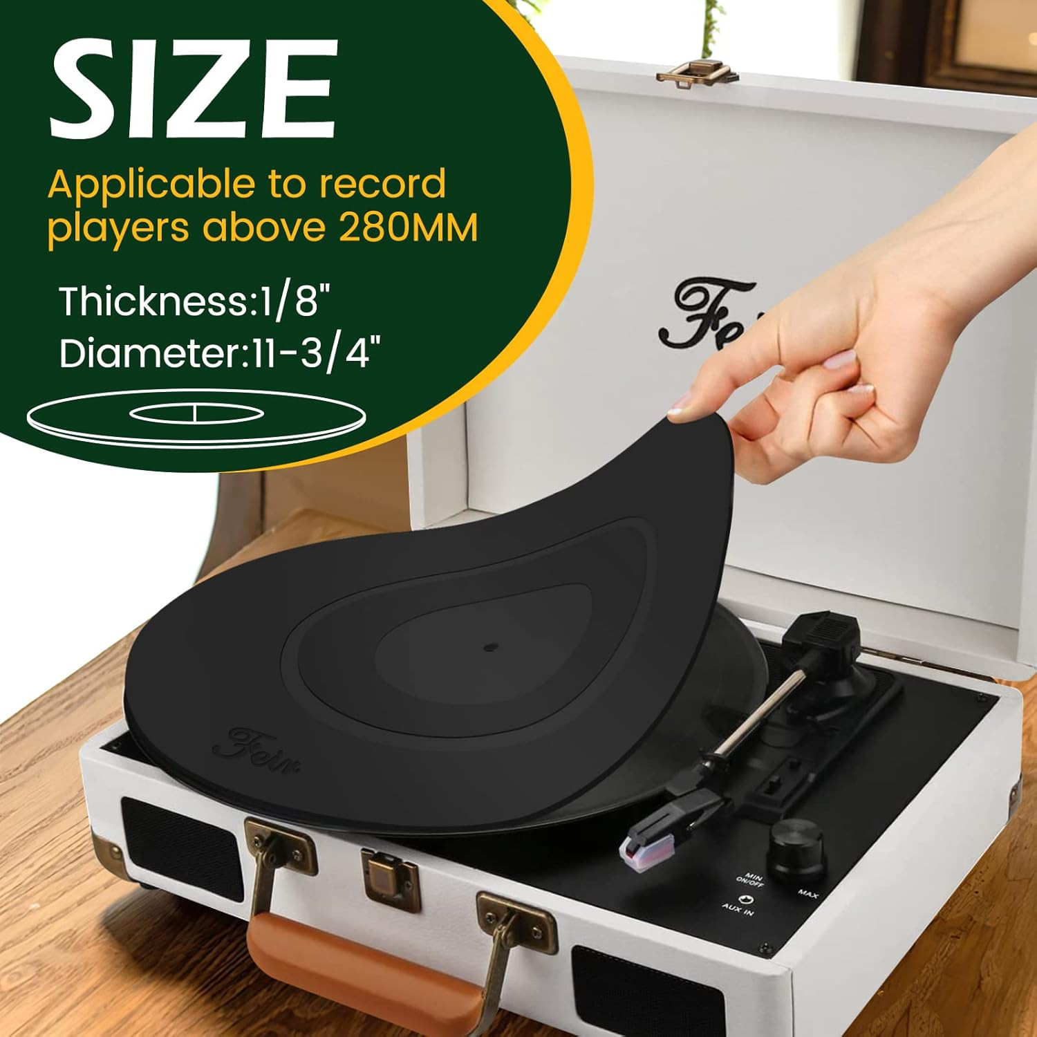 Turntable Platter Mat Black Rubber Silicone Design for Universal to All LP Vinyl